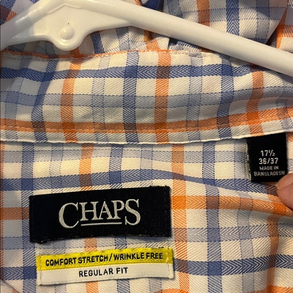 Chaps Orange & Blue Plaid Ruffled Collar Button-Up Blouse - Picture 4 of 4